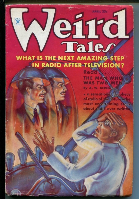 Weird Tales-4/1935-pulp Fiction-Brundage-Wandrei-Binder-Kline-GOOD/VG, raw comic book in VG condition — front cover