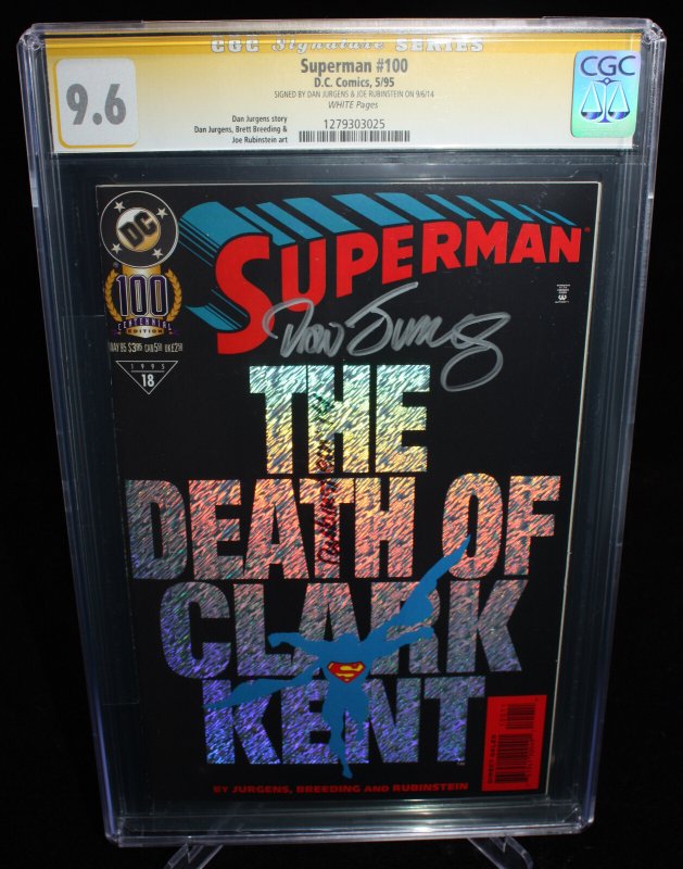 Superman #100 (DC Comics, 1995), CGC 9.6 graded comic book — front cover in its holder