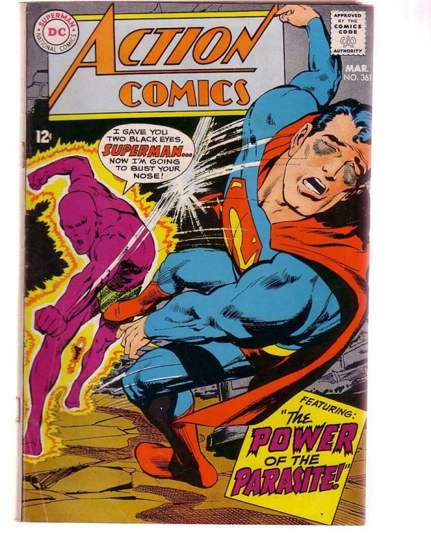 Action Comics #361 (DC Comics, 1968), raw comic book in FR condition — front cover