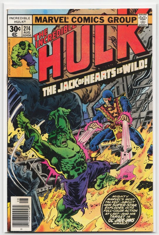The Incredible Hulk #214 (Marvel Comics, 1977), raw, ungraded comic book — front cover