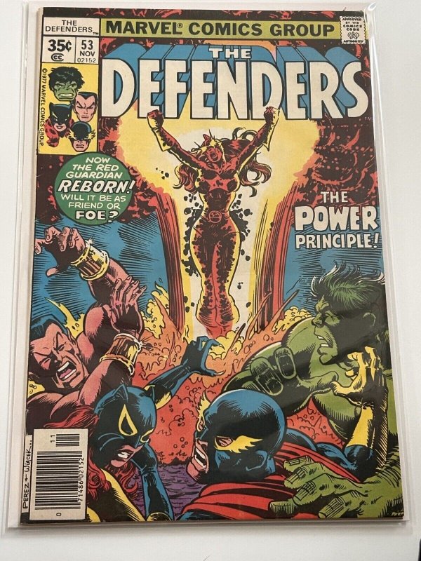 Defenders #53 (Marvel Comics, 1977), raw comic book in VF 8.0 condition — front cover