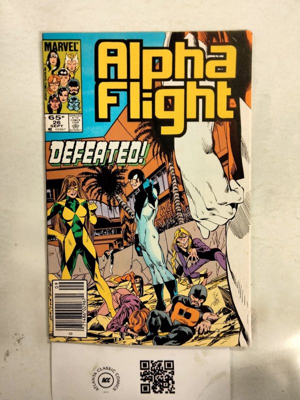 Alpha Flight #26 (Marvel Comics, 1985), raw comic book in VF condition — front cover