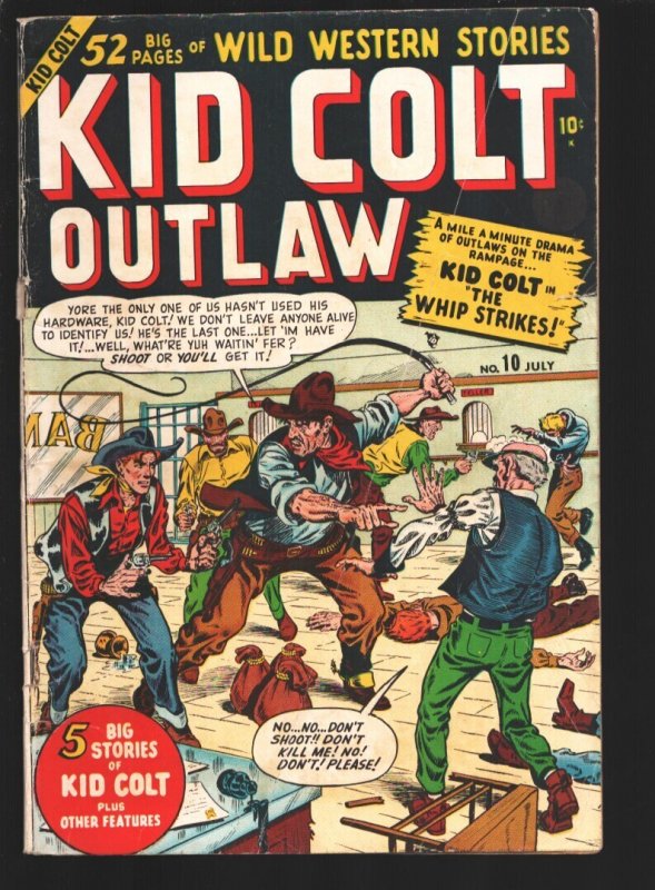 Kid Colt Outlaw #10 (Atlas Comics, 1950), raw comic book in VG condition — front cover