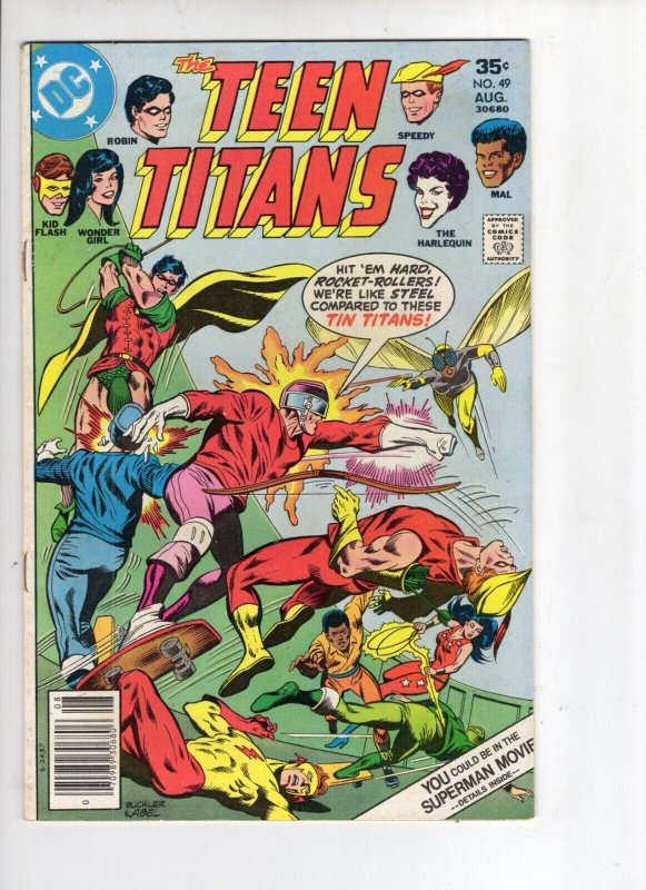 Teen Titans #49 (DC Comics, 1977), raw comic book in FN/VF 7.0 condition — front cover