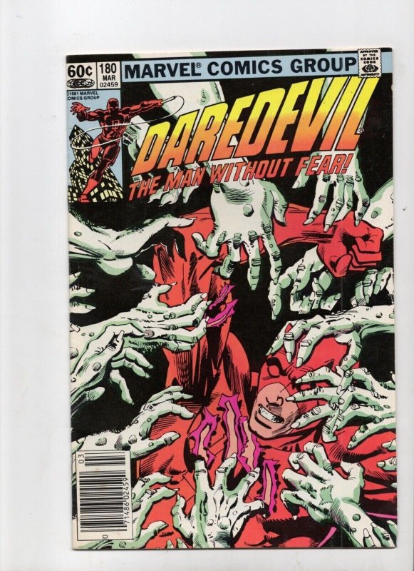 Daredevil #180 (Marvel Comics, 1982), raw comic book in VF- 7.5 condition — front cover