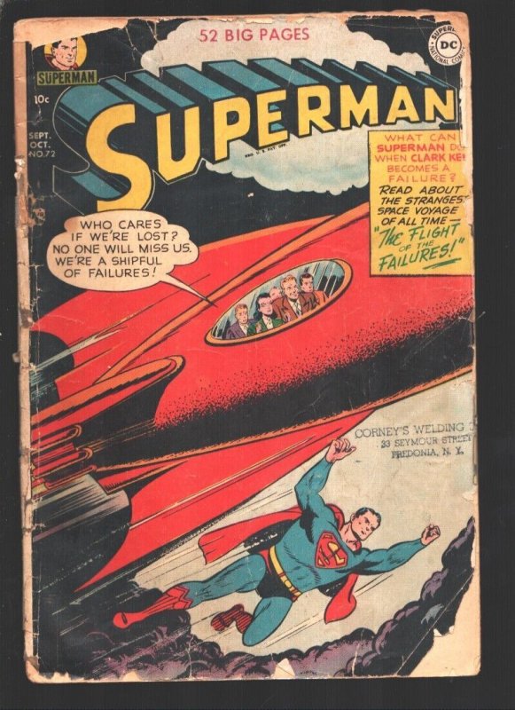 Superman #72 (DC Comics, 1951), raw, ungraded comic book — front cover