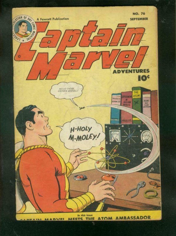 Captain Marvel Adventures #76 (Fawcett Publications, 1947), raw comic book in VG condition — front cover