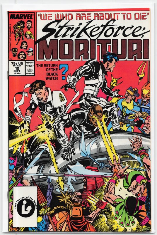 Strikeforce: Morituri #10 (Marvel Comics, 1987), raw, ungraded comic book — front cover