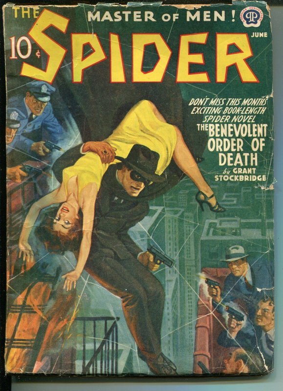 Spider Pulp June 1941- Benevolent Order of Death-Raphael De Soto VG- (Popular Publications, 1941), raw comic book in VG- condition — front cover