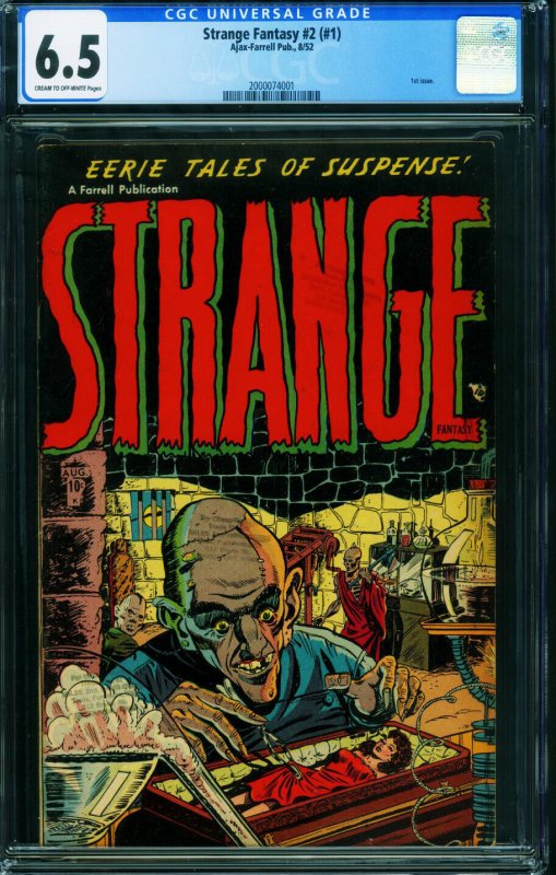 Strange Fantasy #2 (Ajax-Farrell, 1952), CGC 6.5 graded comic book, Universal Blue label — front cover in its holder