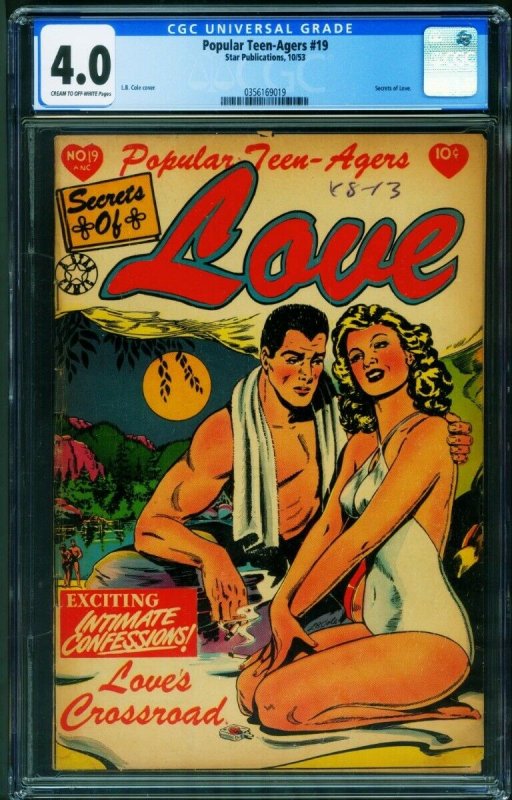 Popular Teen-Agers #19 (1953), CGC 4.0 graded comic book, Universal Blue label — front cover in its holder