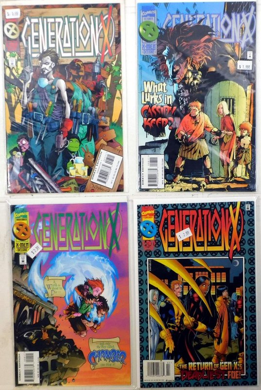 Generation X Lot of 4 #7, 8, 9, 12 (1995) Marvel Comics 1st Print Comic Books (Marvel Comics, 1995), raw, ungraded comic book — front cover