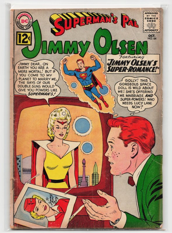 Superman's Pal, Jimmy Olsen #64 (DC Comics, 1962), raw, ungraded comic book — front cover