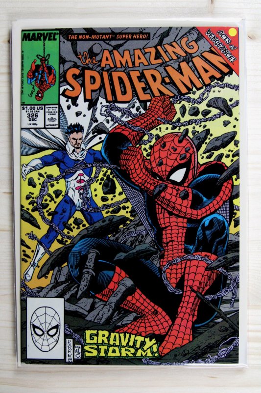 The Amazing Spider-Man #326 (Marvel Comics, 1989), raw comic book in VF+ 8.5 condition — front cover