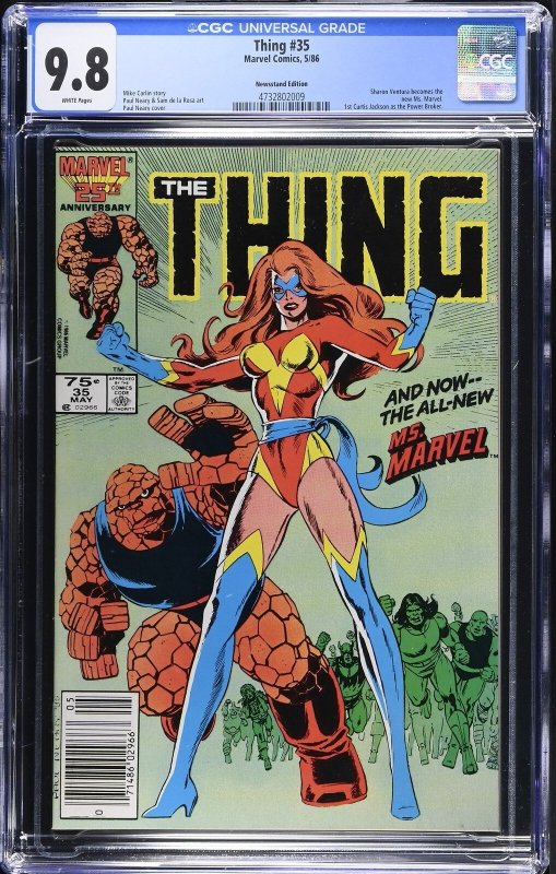 Thing #35 (Marvel Comics, 1986), CGC 9.8 graded comic book, Universal Blue label — front cover in its holder