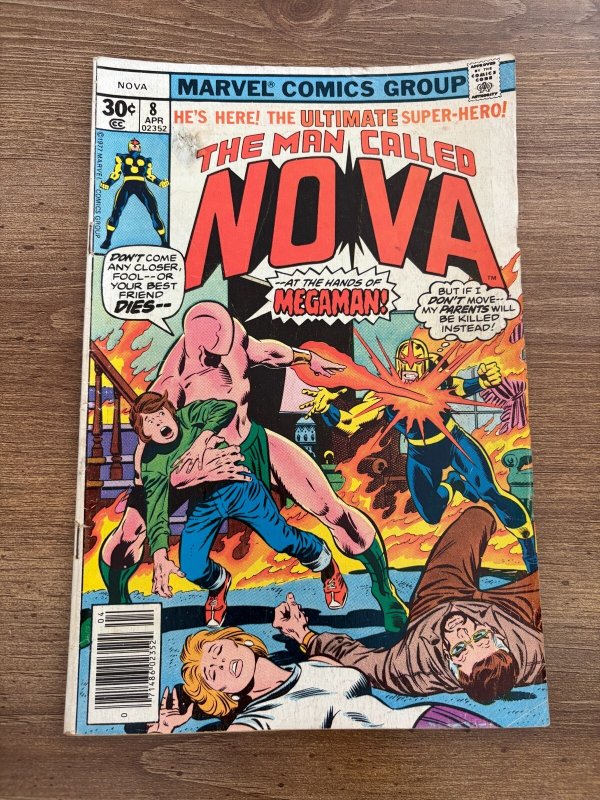 Nova #8 (Marvel Comics), raw comic book in FN condition — front cover