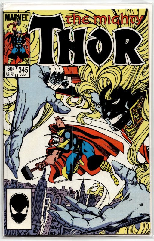 Thor #345 (Marvel Comics, 1984), raw, ungraded comic book — front cover