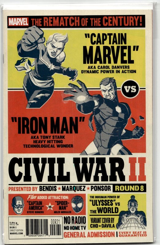 Civil War II #8 (Marvel Comics, 2017), raw, ungraded comic book — front cover