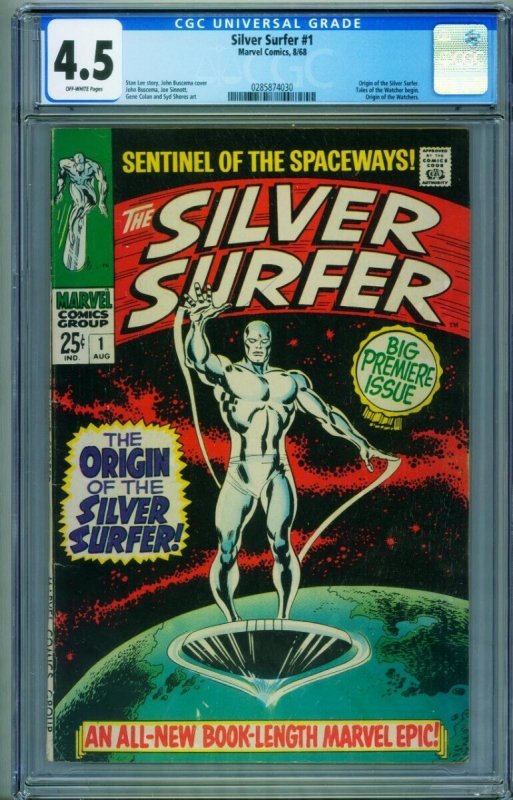 Silver Surfer #1 (Marvel Comics), CGC 4.5 graded comic book, Universal Blue label — front cover in its holder