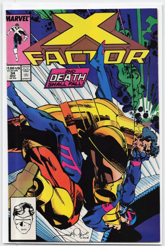 X-Factor #34 (Marvel Comics, 1988), raw, ungraded comic book — front cover