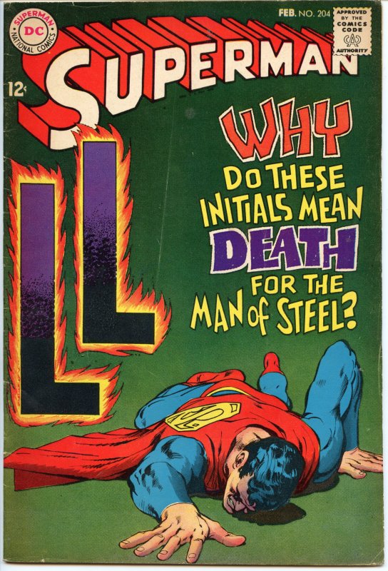 Superman #204 (DC Comics, 1939), raw comic book in VG condition — front cover