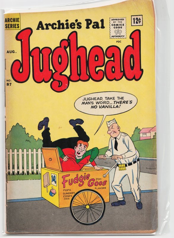 Archie's Pal Jughead #87 (Archie Comics, 1962), raw, ungraded comic book — front cover