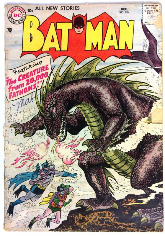 Batman #104 (DC Comics, 1956), raw, ungraded comic book — front cover
