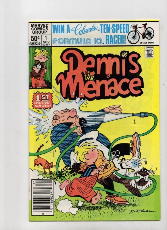 Dennis the Menace #1 (Marvel Comics, 1982), raw comic book in VF 8.0 condition — front cover