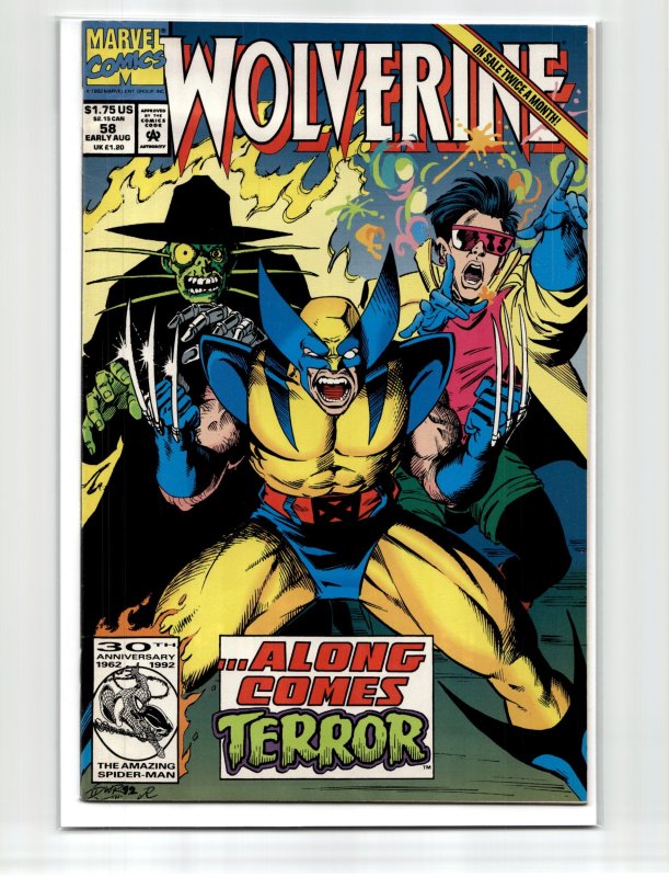 Wolverine #58 (Marvel Comics, 1992), raw, ungraded comic book — front cover