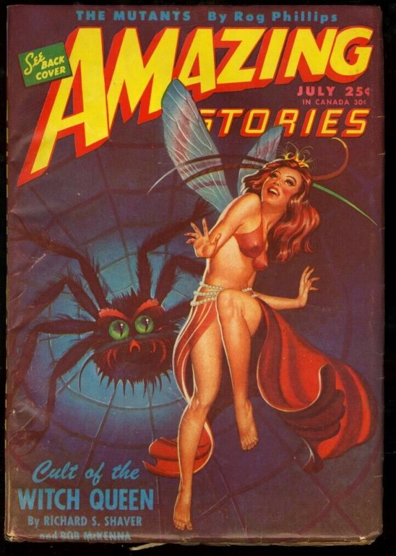 Amazing Stories 1946 Jul-Cool Sci Fi Pulp FN (1946), raw comic book in FN condition — front cover