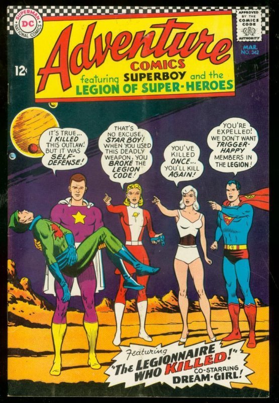 Adventure #342 (DC Comics), raw comic book in VG/FN condition — front cover