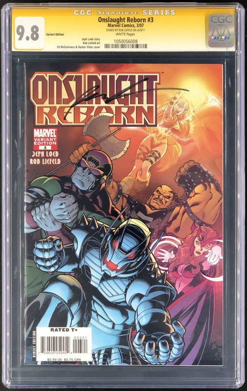 Onslaught Reborn #3 (Marvel Comics, 2006), CGC 9.8 graded comic book, Signature Series label — front cover in its holder