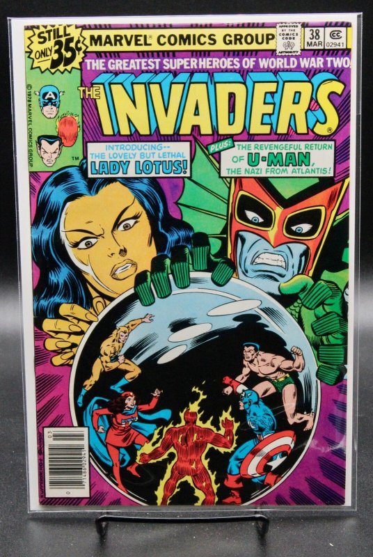 The Invaders #38 (Marvel Comics, 1979), raw, ungraded comic book — front cover