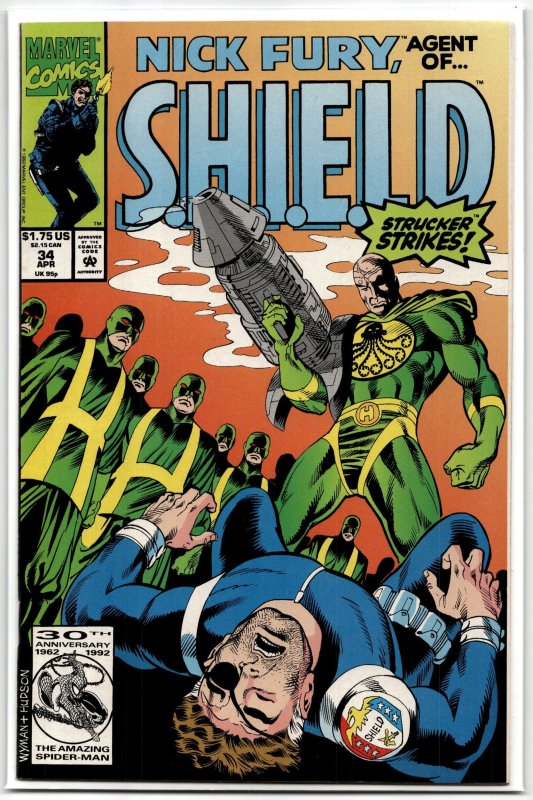 Nick Fury, Agent of SHIELD #34 (Marvel Comics, 1992), raw, ungraded comic book — front cover