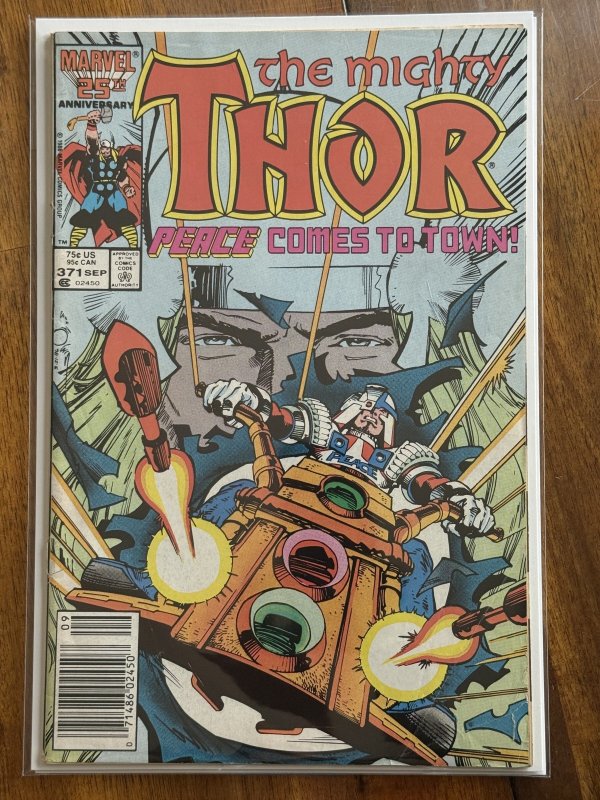 The Mighty Thor #371 (Marvel Comics, 1986), raw comic book in FN 6.0 condition — front cover