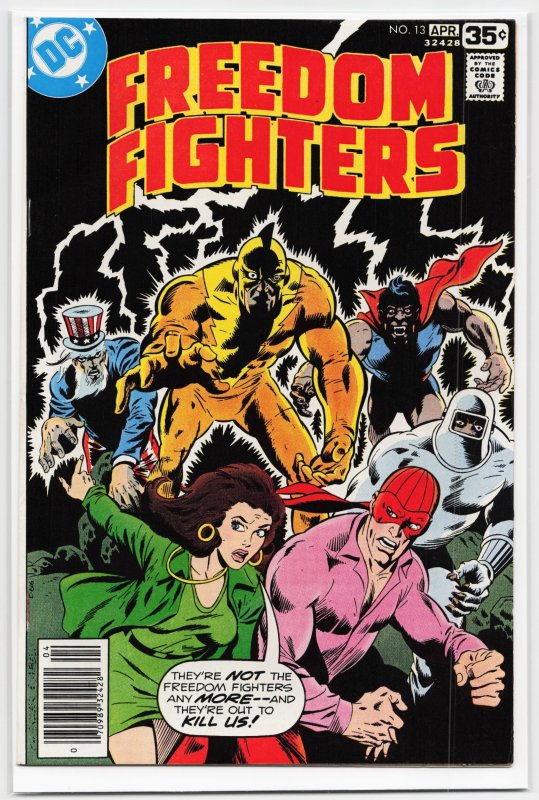 Freedom Fighters #13 (1978), raw, ungraded comic book — front cover
