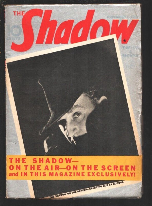 Pulp: Shadow 11/1/1937-"Death Turrets" by Maxwell Grant-Rod La Roque Movie P... (Street & Smith, 1937), raw, ungraded comic book — front cover