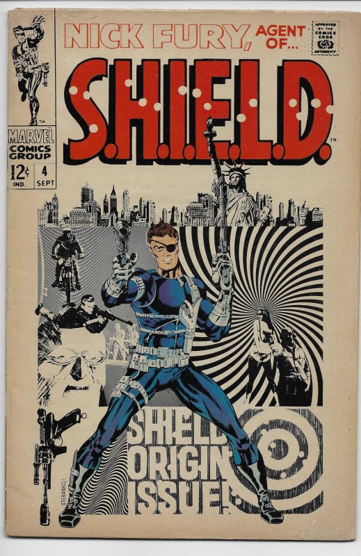 Nick Fury, Agent of SHIELD #4 (Marvel Comics, 1968), raw comic book in VG+ condition — front cover