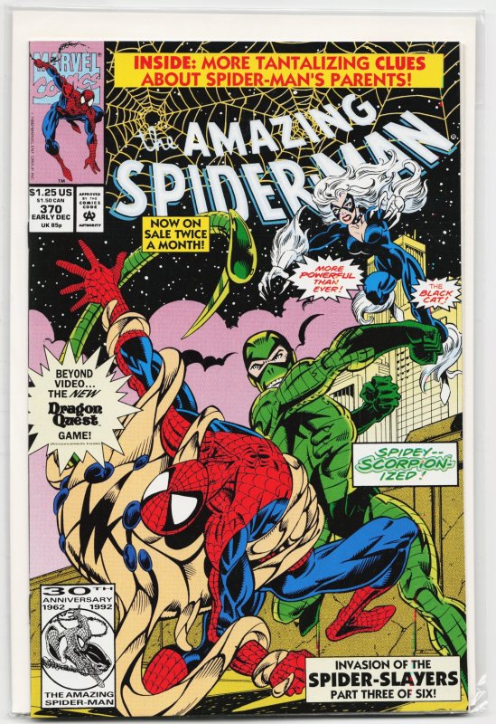 The Amazing Spider-Man #370 (Marvel Comics, 1992), raw, ungraded comic book — front cover