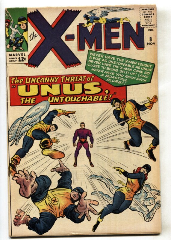 X-Men #8 (Marvel Comics), raw comic book in FN condition — front cover