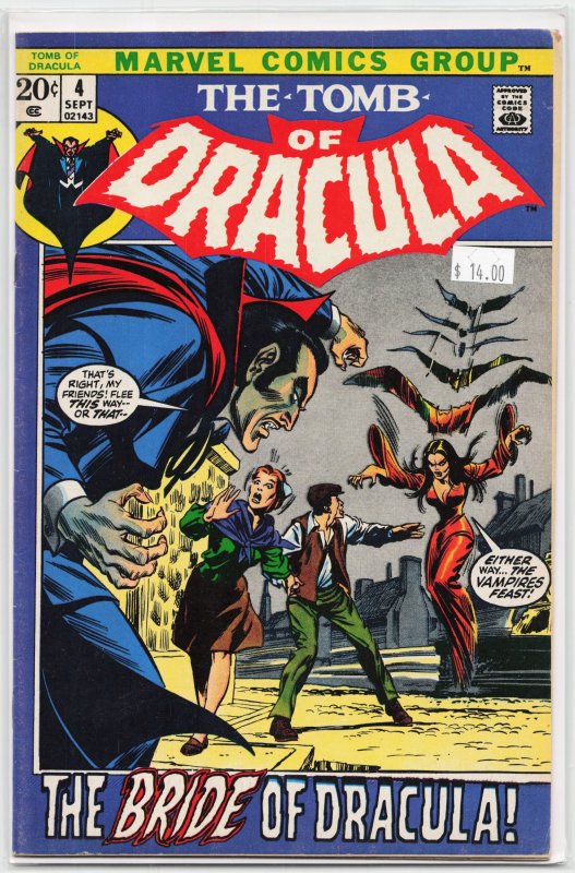Tomb of Dracula #4 (Marvel Comics, 1972), raw, ungraded comic book — front cover