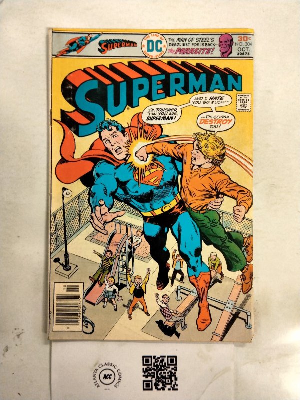 Superman #304 (DC Comics, 1976), raw comic book in FN condition — front cover