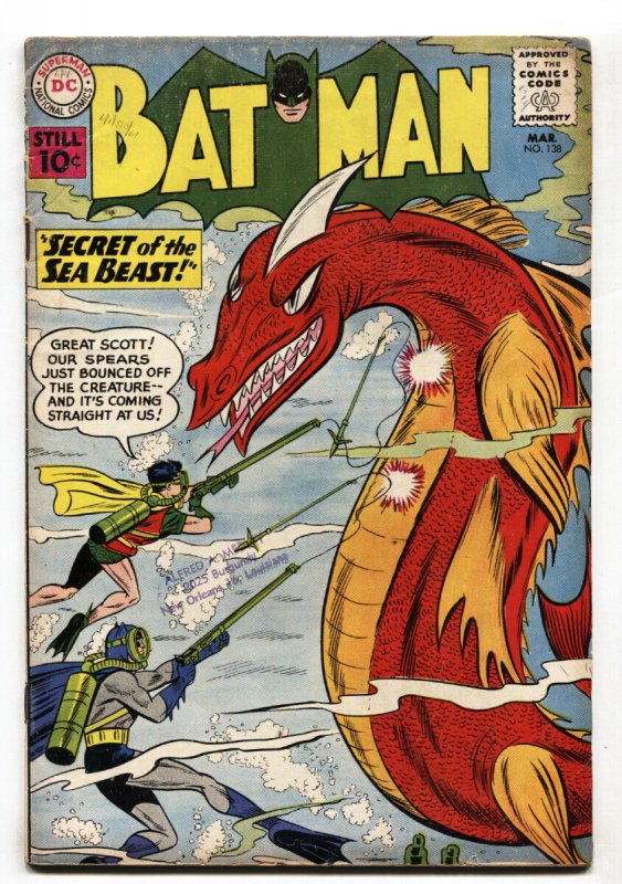 Batman #138 - 1961 - DC - VG- - Comic Book (DC Comics, 1961), raw comic book in VG- condition — front cover