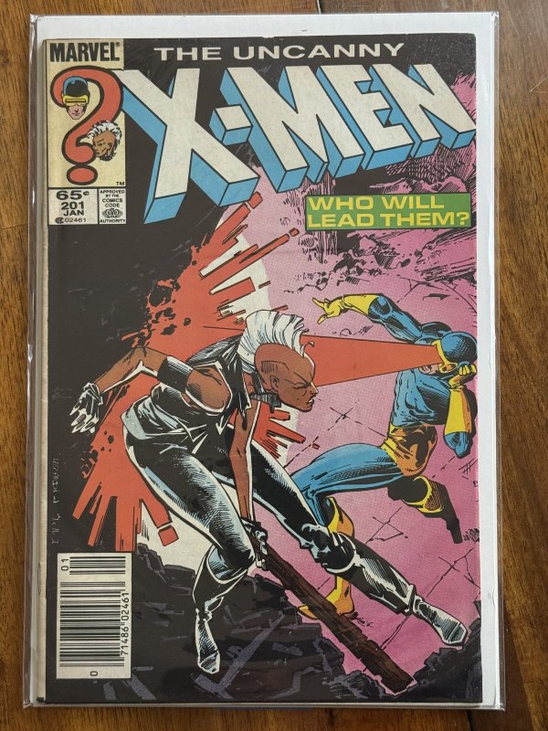 The Uncanny X-Men #201 (Marvel Comics, 1986), raw comic book in FN 6.0 condition — front cover