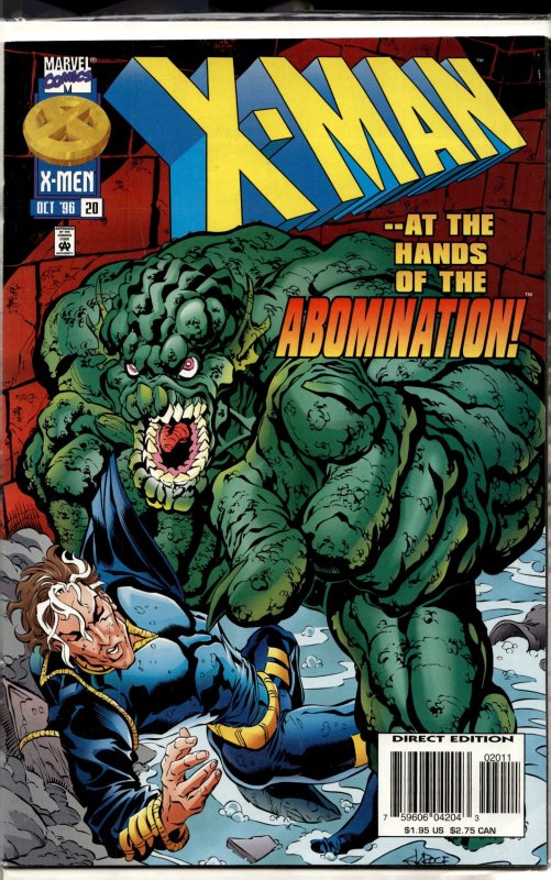 X-Man #20 (1996), raw, ungraded comic book — front cover