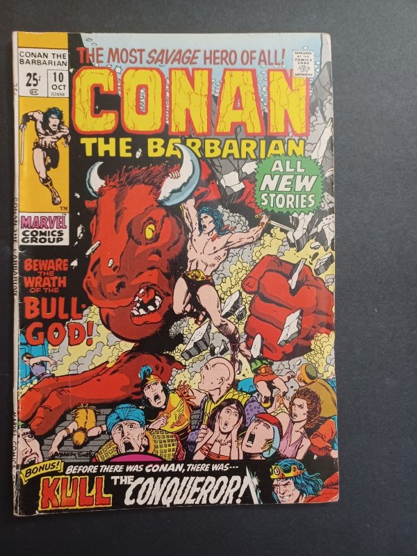 Conan the Barbarian #10 (Marvel Comics, 1971), raw comic book in FN condition — front cover