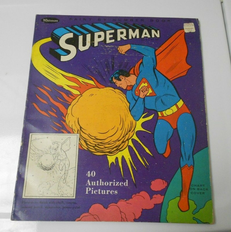 Superman Paint by Numbers 1966 Whitman 80 pgs 6/6.5 Unused (1966), raw comic book in 6.5 condition — front cover
