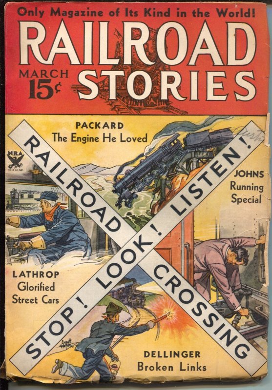 Pulp: Railroad Stories 3/1934-Munsey-train Crash Cover-pulp Adventure & Thri..., raw, ungraded comic book — front cover
