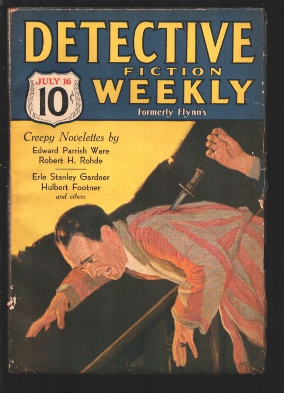 Pulp: Detective Fiction Weekly 7/16/1932-pulp Tales-Erle Staley Gardner-knif..., raw, ungraded comic book — front cover