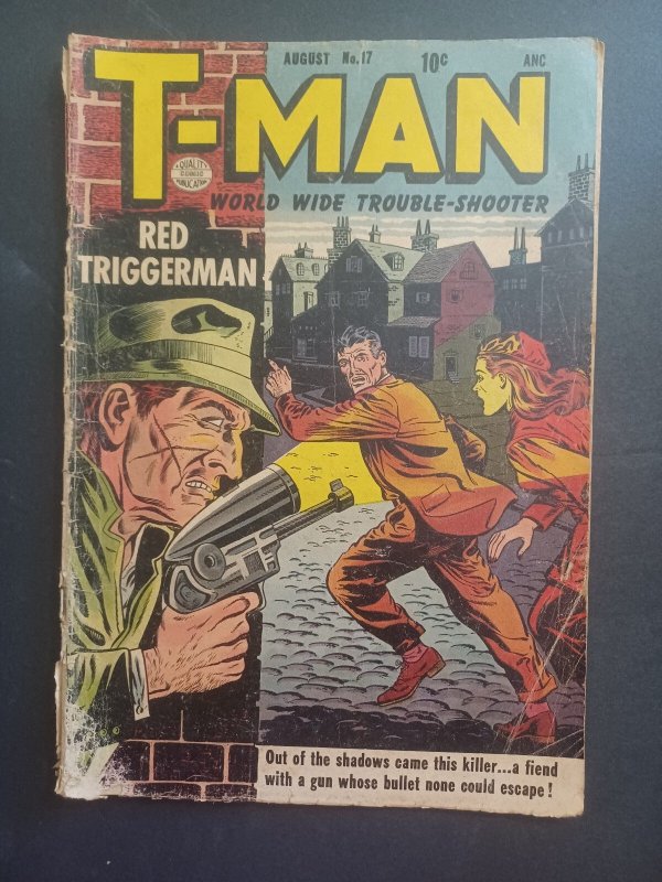 T-Man #17 (Quality Comics, 1954), raw comic book in GD condition — front cover